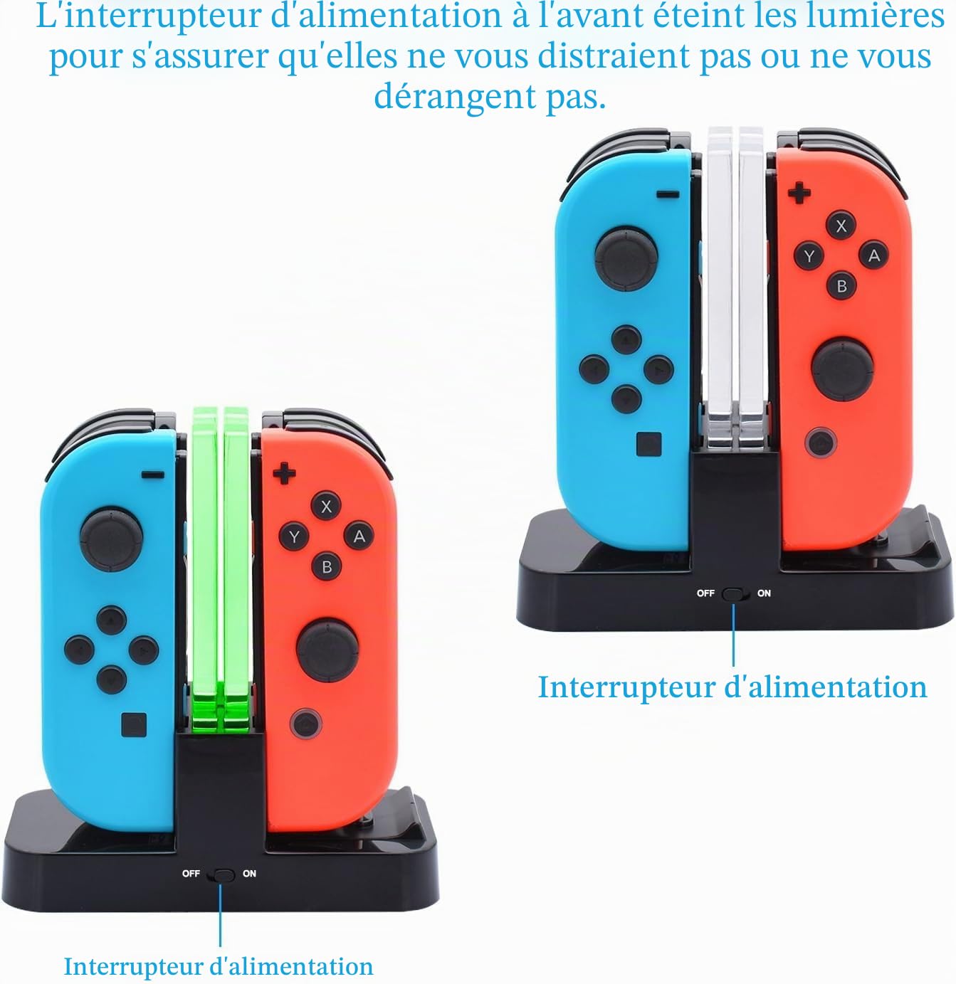 FastSnail Chargeur pour Nintendo Switch & modèle OLED pour Joycon, Station de Charge pour Joy-Con et Pro Controller avec indicateur de Charge et câble Type C