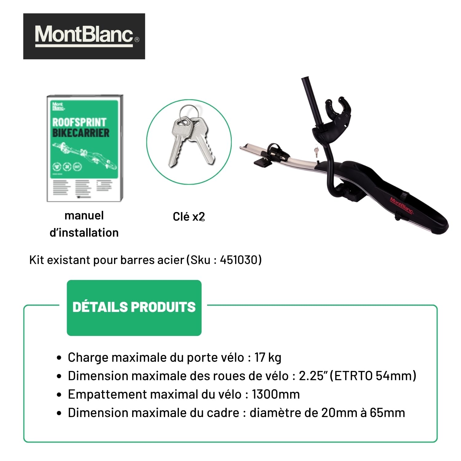 Mont Blanc Portabici da Tetto Roof Sprint Alluminio - 1 Bici