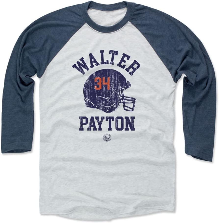 500 LEVEL Walter Payton 3/4 Sleeve Raglan T-Shirt - Walter Payton Chicago Helmet Font