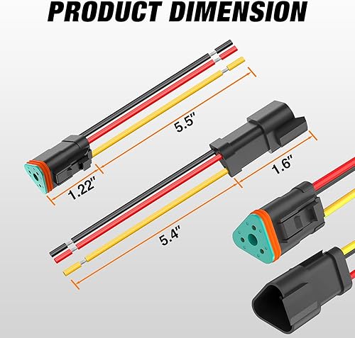 Miniatura 3 de Nilight 3 Pin DT Connectors 16AWG 6 Kits Male & Female Electrical Connector Waterproof Plug and Play w/Heat Shrink Butt Terminals for Automotive