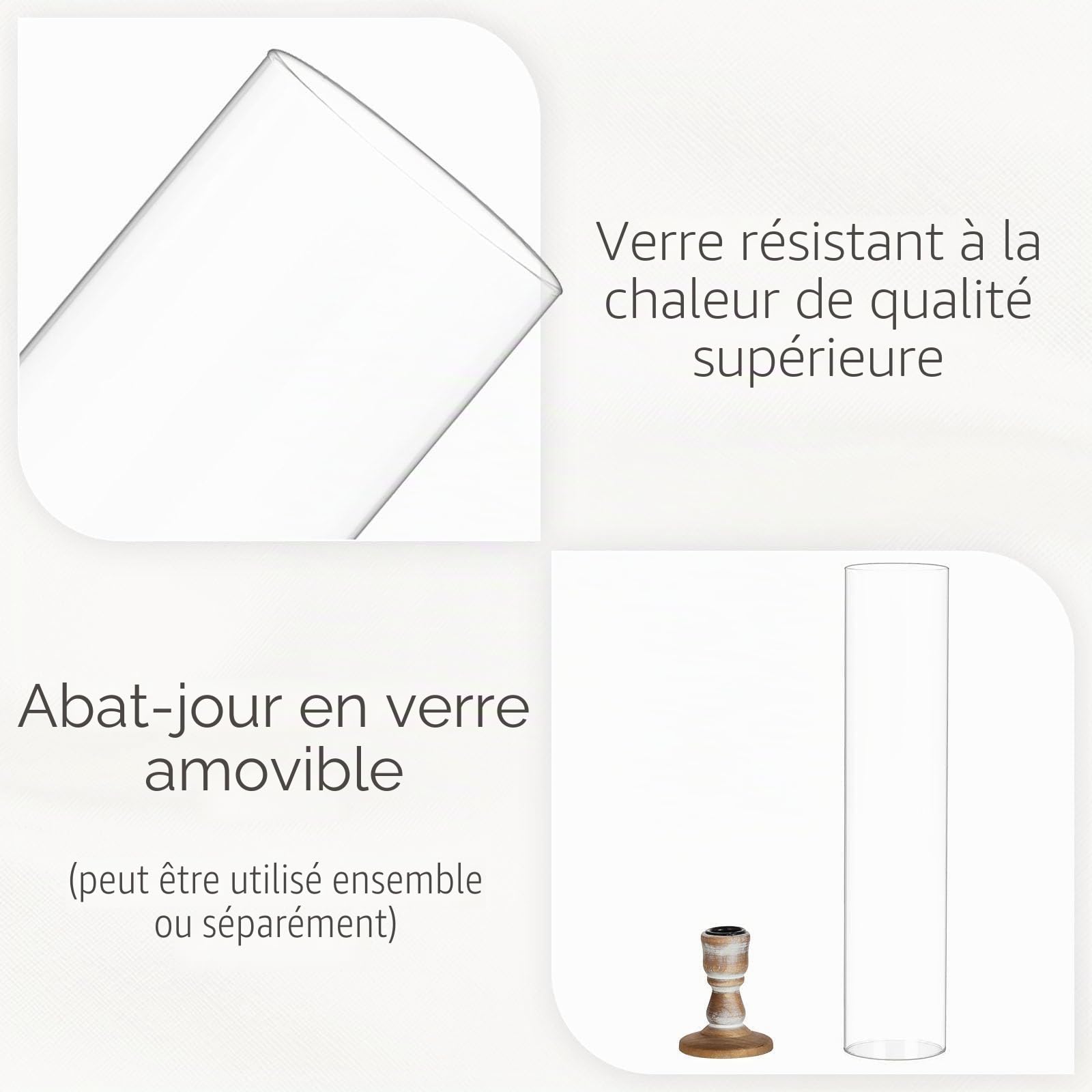 Bougeoir Verre pour Chandeliers: 6 Pcs Porte-Bougies Cylindriques Chandelier Bougoir Bougeoir en Bois avec Verre Amovible pour Centre de Table Mariage Evénement Noël ou Décoration d'intérieur