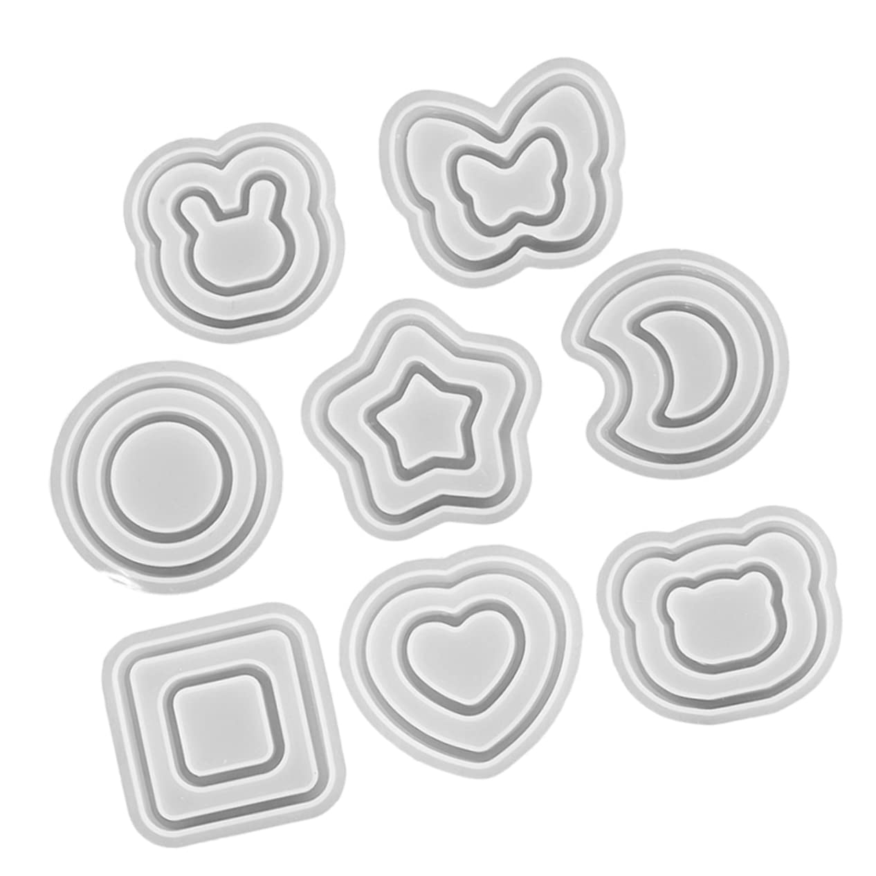 HOMSFOU 3 Set Stampo In Silicone Quicksand Per Portachiavi Anelli Stampo Per Colata Artigianale All'Ingrosso Portachiavi Fai Da Te Creazione Di Per Portachiavi 8 pezzi*3