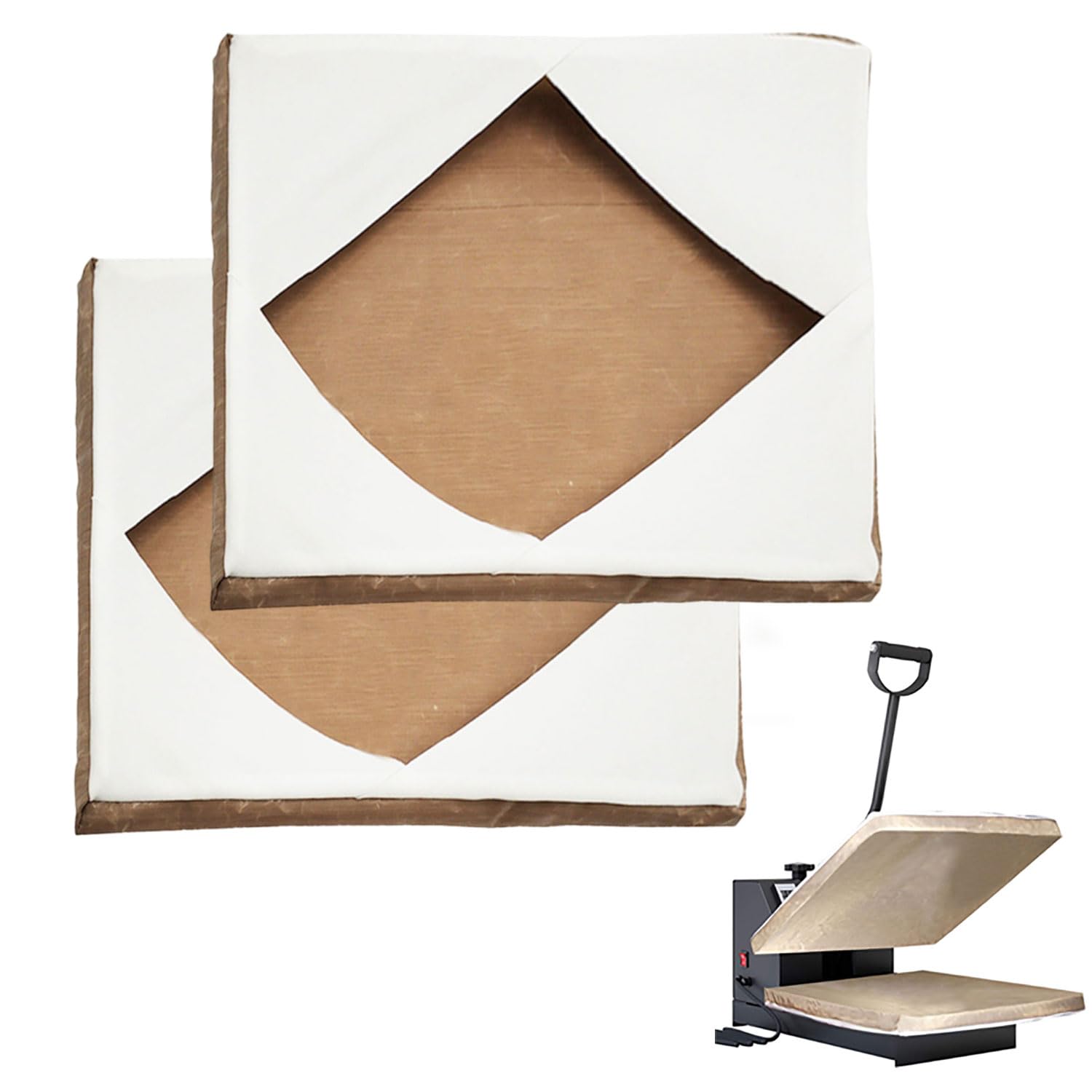 Juego de 2 cubiertas protectoras para platina de prensa térmica, antiadherentes, resistentes a altas temperaturas, de teflón, para proteger la placa de la máquina de prensado térmico de sublimación de residuos de tintas y adhesivos, paquete de 2, 15 x 15 pulgadas