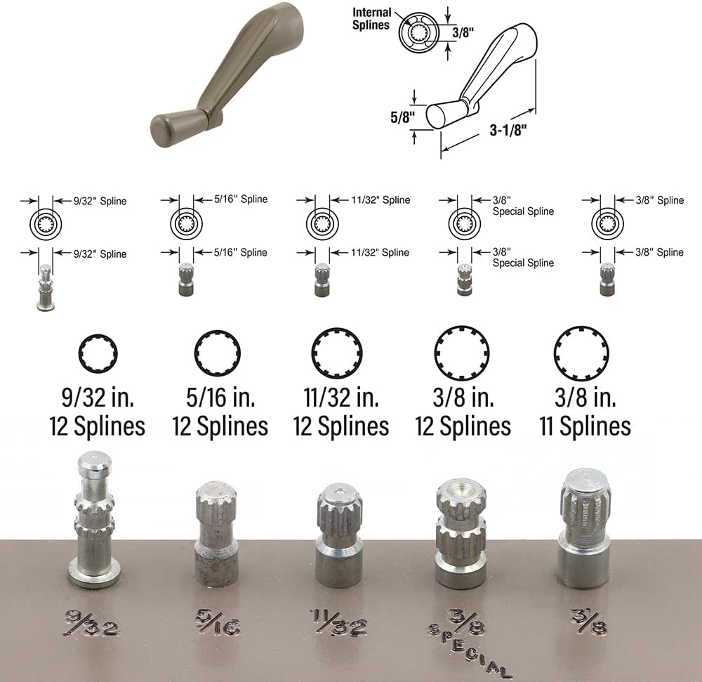 Prime-Line H 3966 Spline Socket Crank Handle, Stone, Smooth 360-Degree Operation (Single Pack)