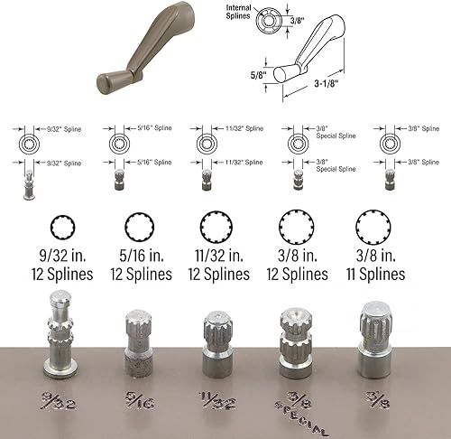 Miniatura 2 de Prime-Line H 3966 Manivela con Enchufe Estriado, Piedra, Operación Suave de 360 Grados (Paquete Individual)