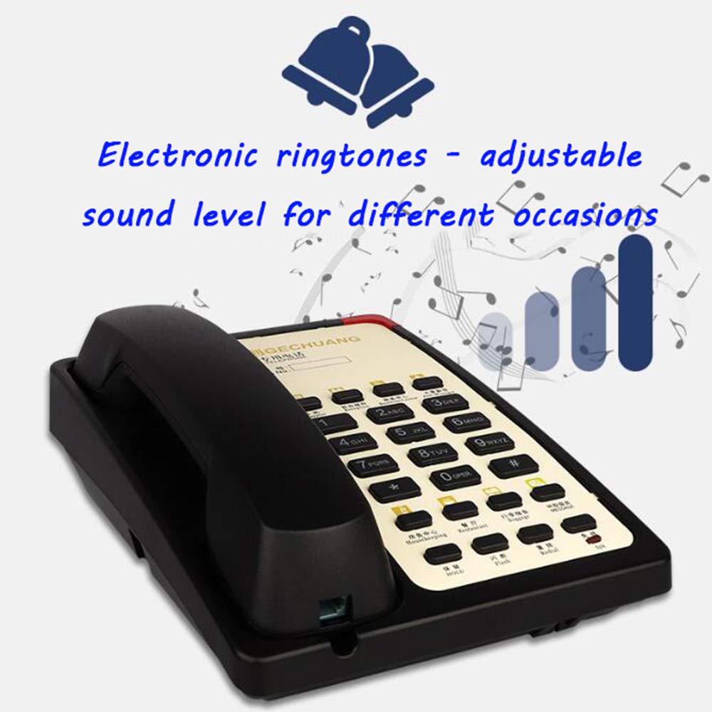 Telefono da scrivania classico a pulsanti grandi, Telefono fisso for hotel - Linea fissa aziendale, design con selezione rapida con un solo tocco, pulsanti con etichetta in cinese e inglese(Light Yell