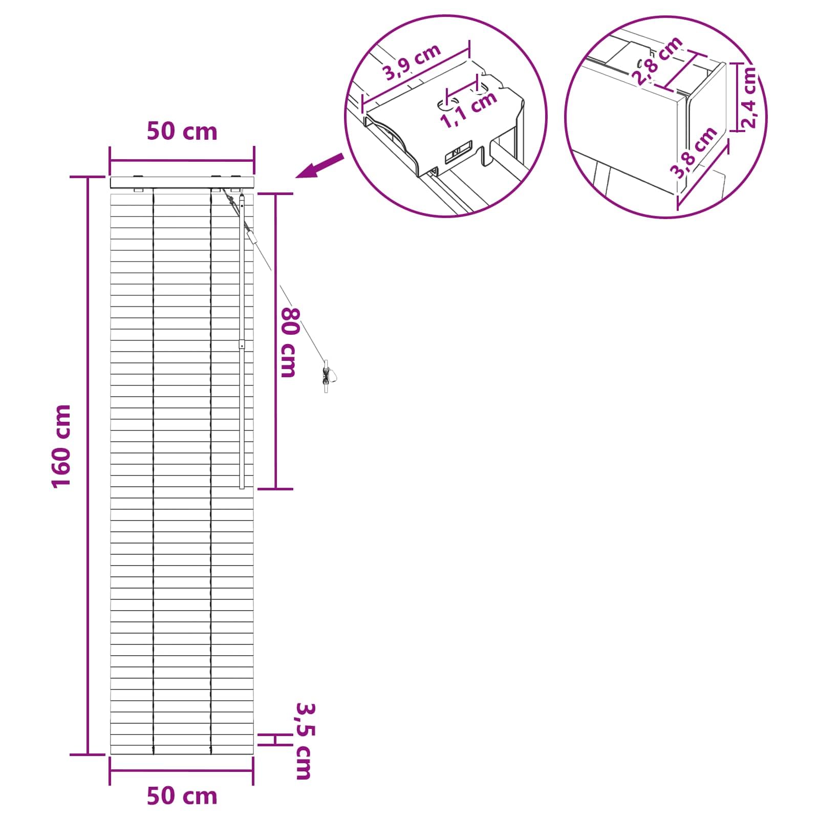 Store vénitien blanc 55 x 160 cm en bois massif lamelles 35 mm | Régulation flexible de la lumière et brise-vue pour chambre à coucher, salon ou cuisine grâce aux lamelles en bois réglables.