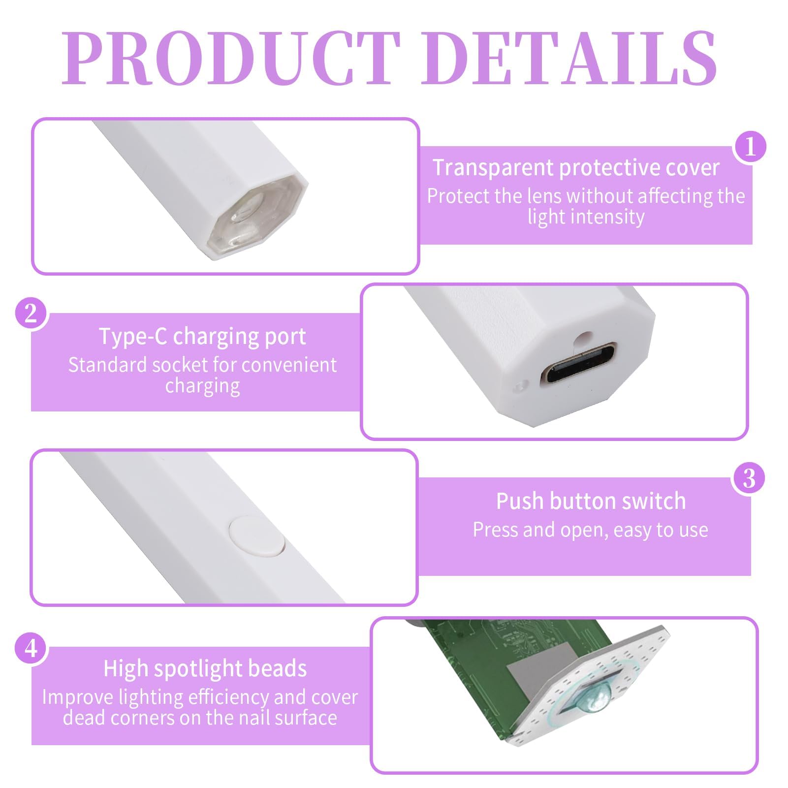Handheld UV Lamps for Gel Nails, LED Nail Lamp for Gel Nail Stickers,Gel Polish, Nail Stickers, Quick Dry Light - Image 3