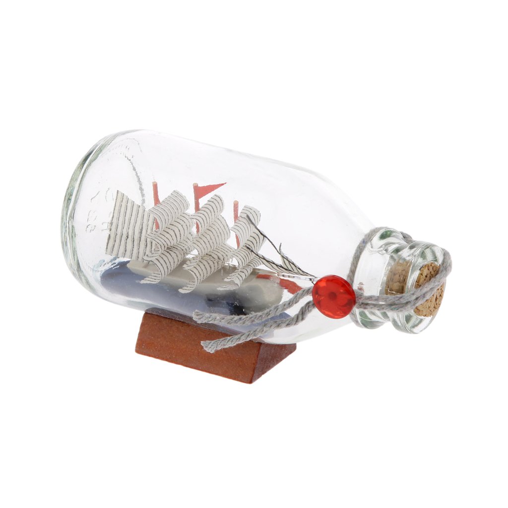 F Fityle Multicolor Clear Glass Sailing Boat Bottle, Wishing, Message In A Bottle