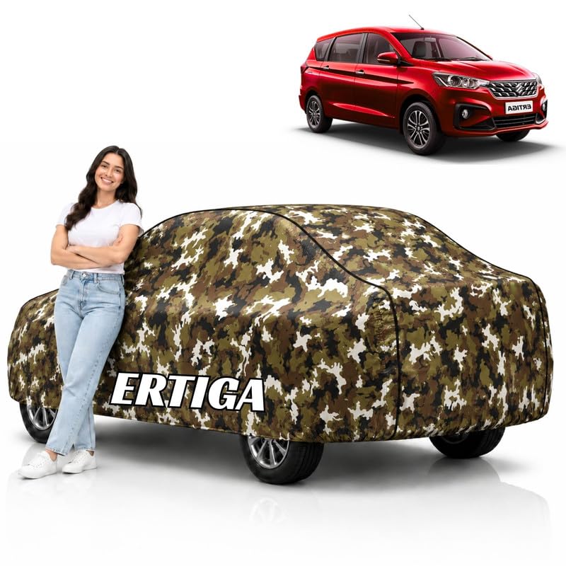 Image of Mind-Blowing 2026 100% Waterproof Ertiga Car Cover | Polyester Car Body Cover for Rain & Sun | UV Protection, Dustproof, Scratch Resistant, Windproof, Heat Resistant, Custom Fit (Jungle)