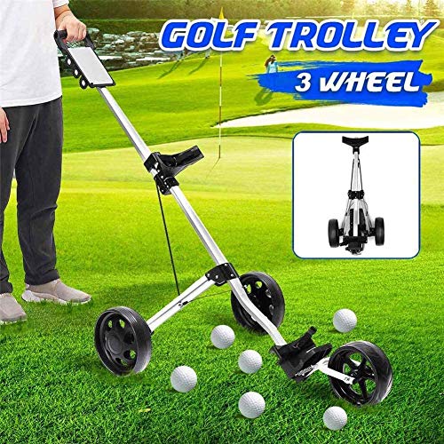 YFJL Golf Push Cart, Adjustable Golf Trolley Cart 2Wheels/3 Wheels 4 Wheels Push