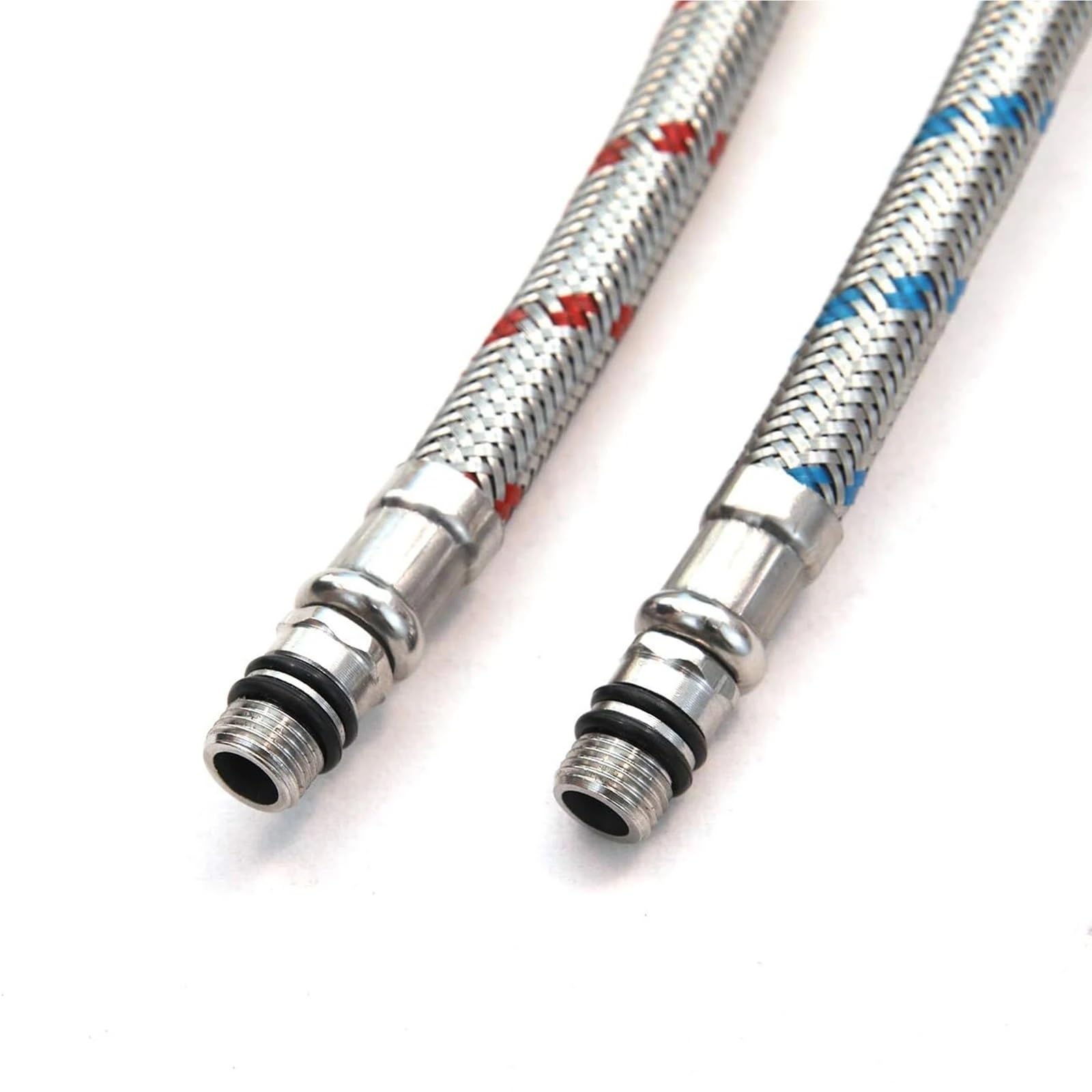 Anschlussschlauch Armatur 2-teiliger Wasserhahnanschluss, Edelstahl-Zufuhrschlauch, 3/8 9/16 1/2 Innengewinde, Kompressionsgewinde x M10 Stecker(100cm,1-2 x M10)