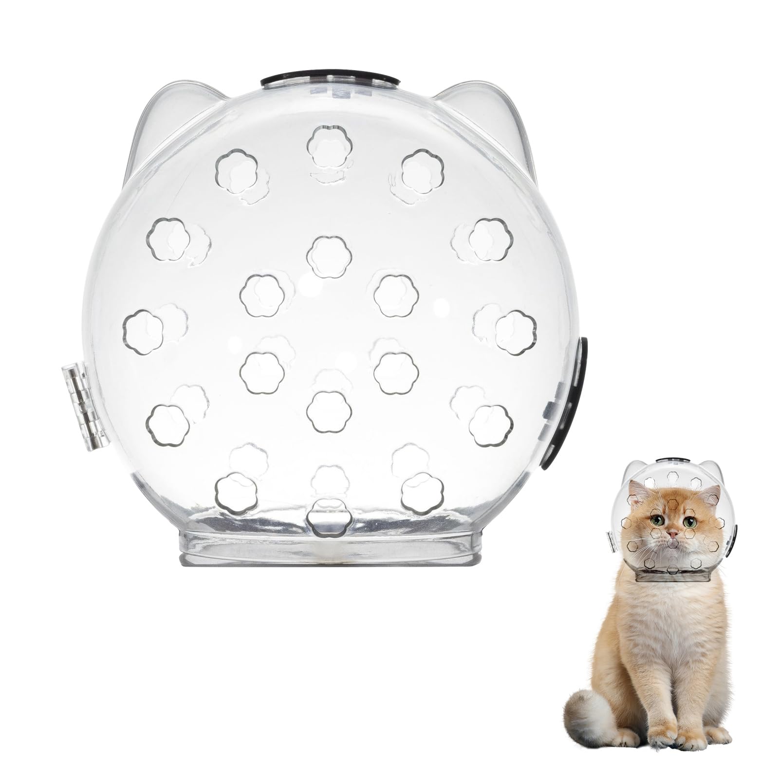 PETCUTE Bozales para Gatos,Bozales Transpirables Antimordida para Gatitos,Cabeza Transparente Protectora para Mascotas con Doble Cerradura,Casco de Burbujas para Gatos,Baño, Grooming o Corte de Uñas