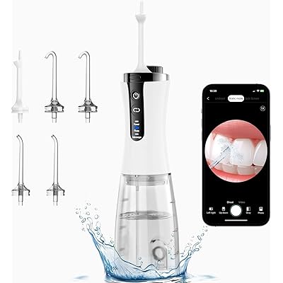 カメラ付きジェットウォッシャー 口腔洗浄器 歯 コンパクトしかん洗浄機 口内洗浄器 350mlタンク 口腔を見える IPX7防水 替えノズル付き USB充電式  …