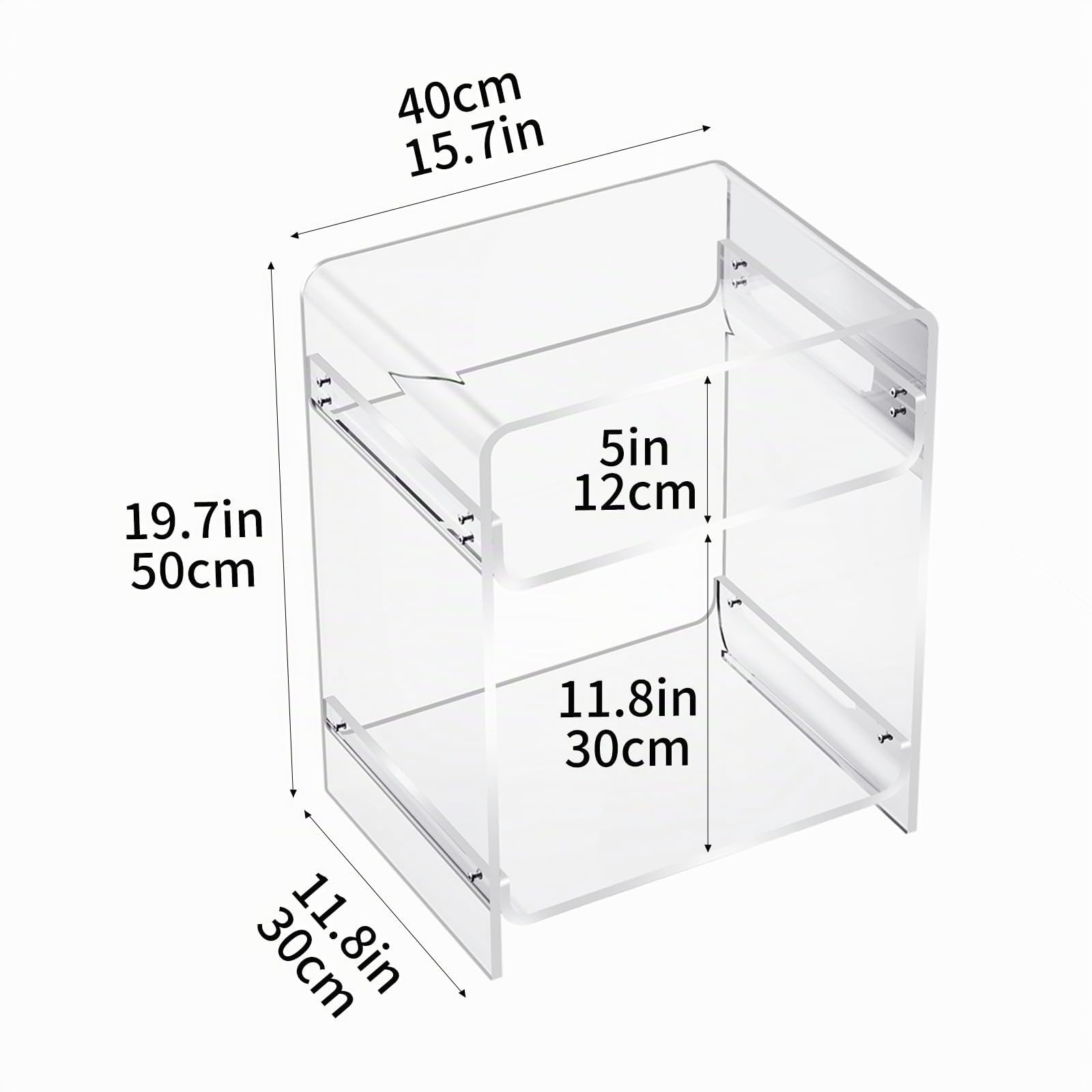 Mesa Auxiliar de Acrílico, Mesita de Noche, pequeña Transparente para Sala de Estar, Dormitorio (Claro)
