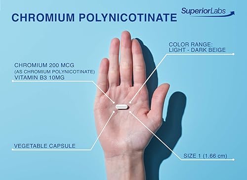 Miniatura 5 de Superior Labs Policotinato de cromo de 200 mcg con vitamina B3, sin OMG, suplemento unido a niacina de alta absorción, apoya niveles saludables de