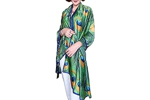 Peacock Plumage Print Lightweight Summer Shawl