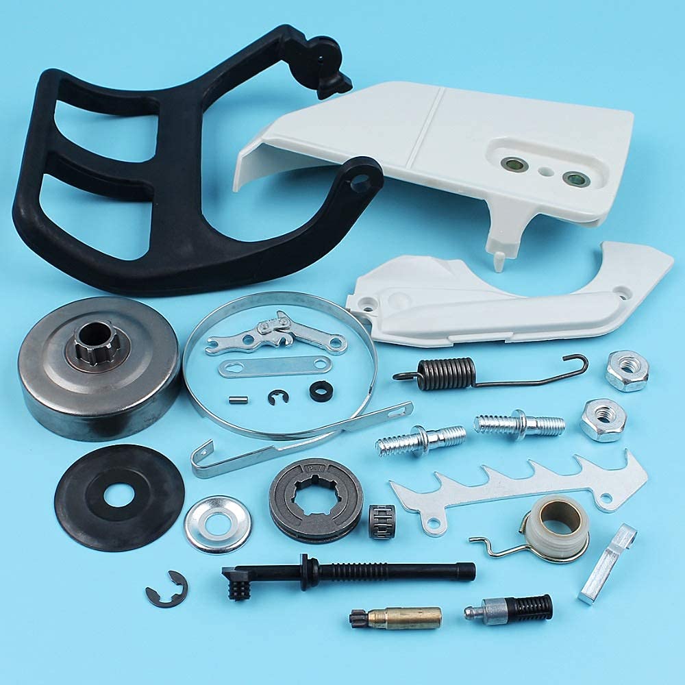Embrague Tapa de Tambor Protector de manija Filtro de Aceite Bomba Wrom Gear Kit Compatible con STIHL MS170 MS180 017 018 Cadena de Motosierra Banda de Freno Resorte