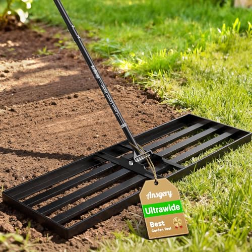 Lawn Leveling Rake 36X12 inch,Lawn Leveler with 78' Long Handle,Heavy Duty Ground Leveler for...