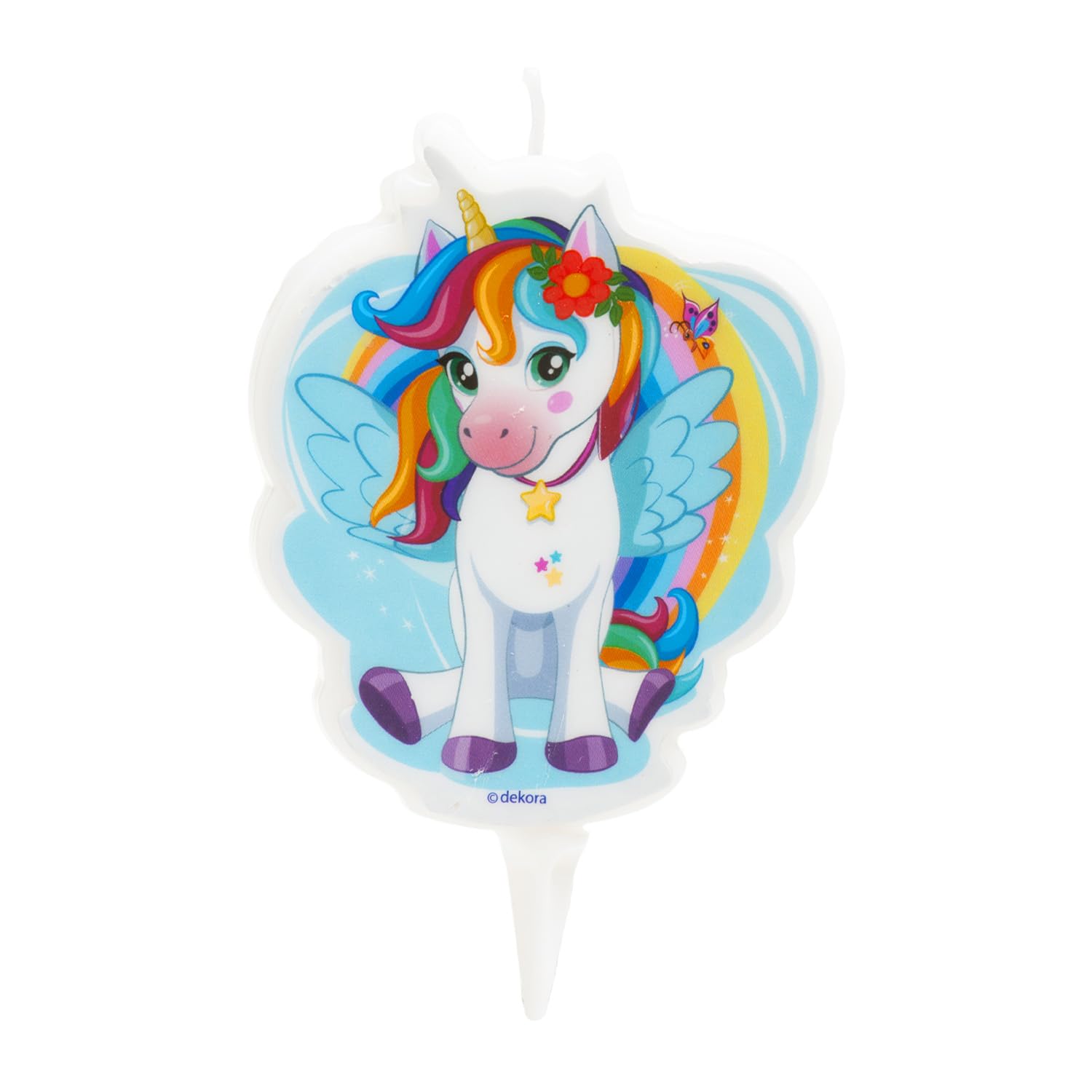 Dekora Multicolour | Birthday Candle | Unscented | Unicorn Tesia 2D | Candle With Plastic Base
