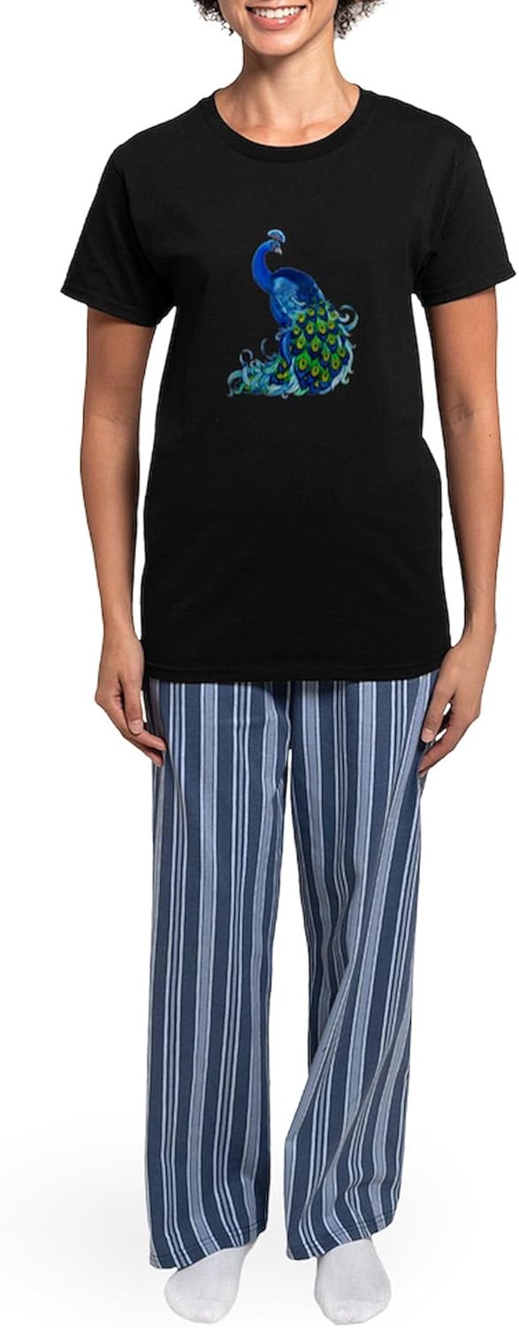 CafePress Beautiful Blue Peacock Pajamas Womens Novelty PJ Sleepwear