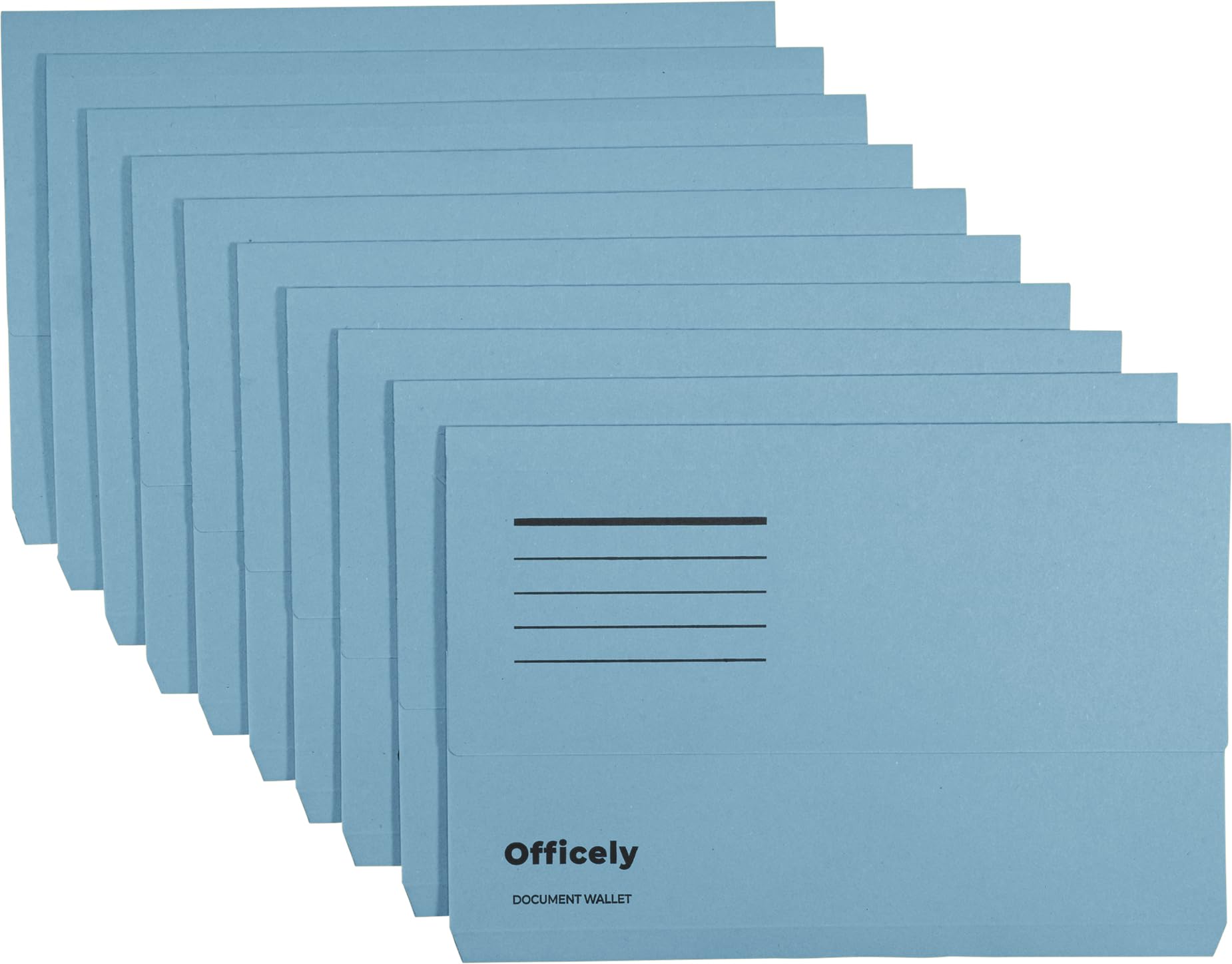 Officely Foolscap Document Wallets 285gsm - Blue (Pack of 10)
