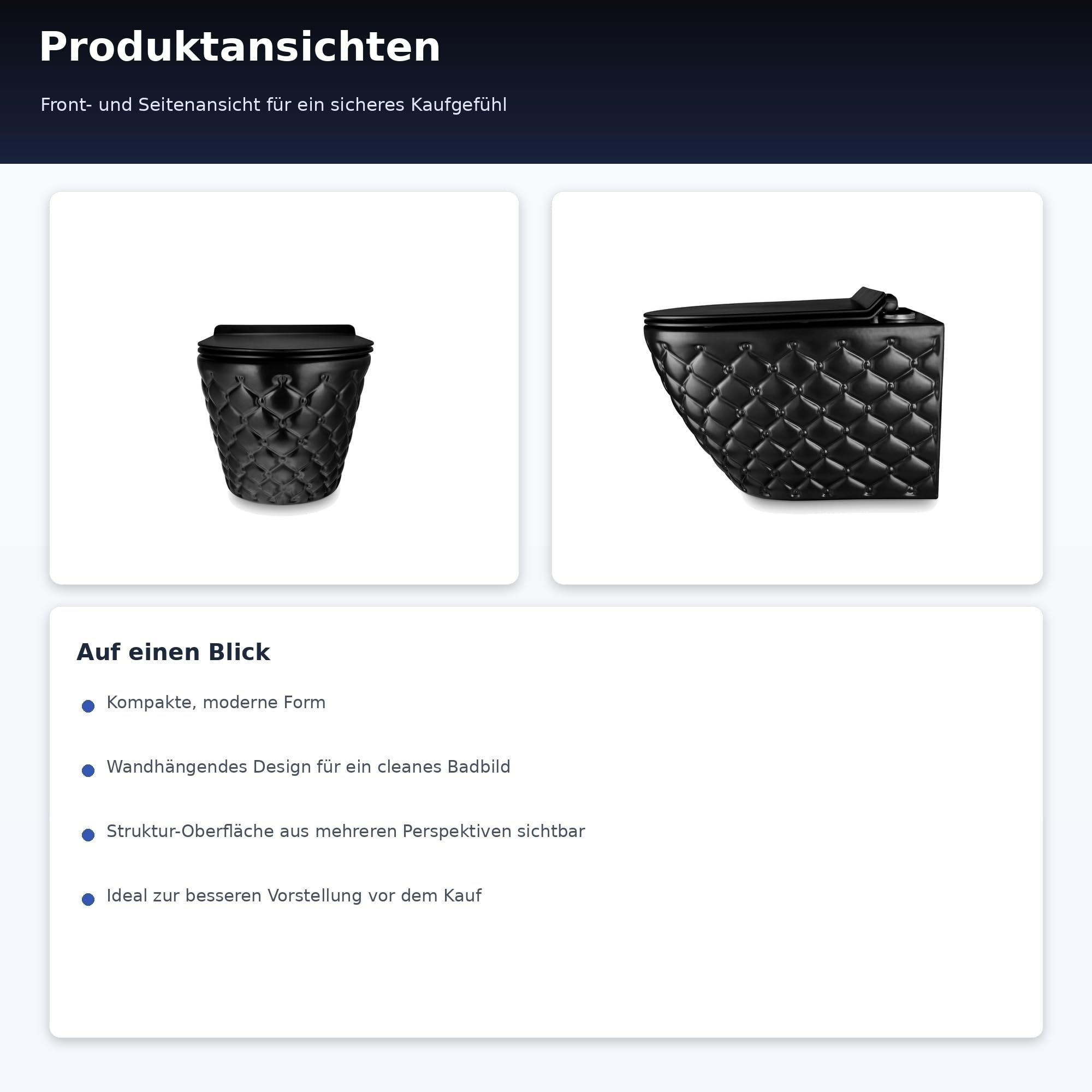 Hänge-WC Wand-WC Set Schwarz Matt - Design Tiefspüler aus Keramik mit Sitz | Spülrandlose Hänge-Toilette mit Absenkautomatik. Komplettset inkl. Schallschutz & reinigungsfreundlicher Nano-Beschichtung.