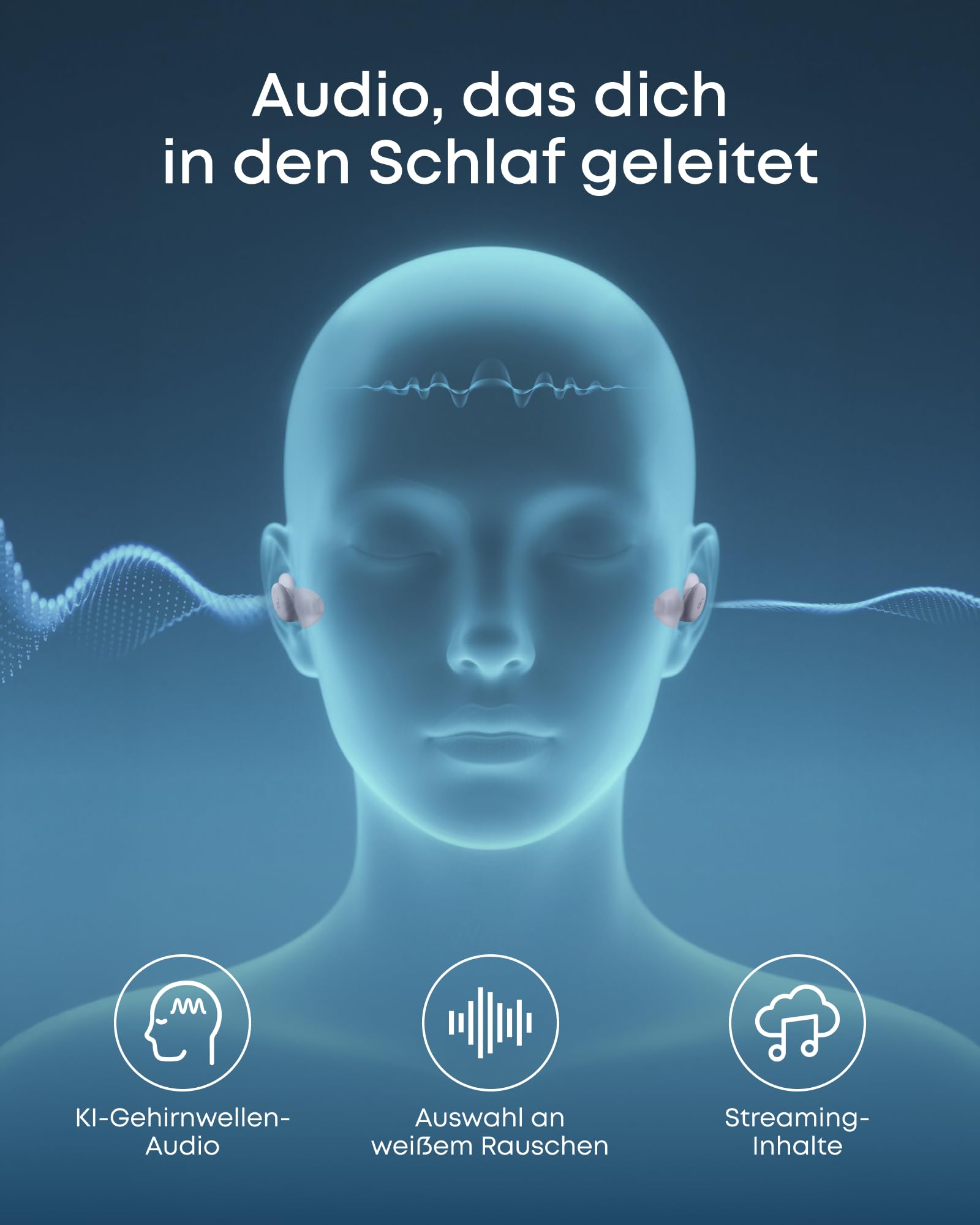 soundcore Sleep A30 von Anker, Schlafkopfhörer, Geräuschmaskierung, Bluetooth-Kopfhörer, adaptives Schnarchmaskierungssystem, Ultra-komfortabel für Seitenschläfer, 45h Akku