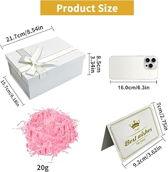 White Gift Box with Lids, 22x16x8.5cm, No Bag