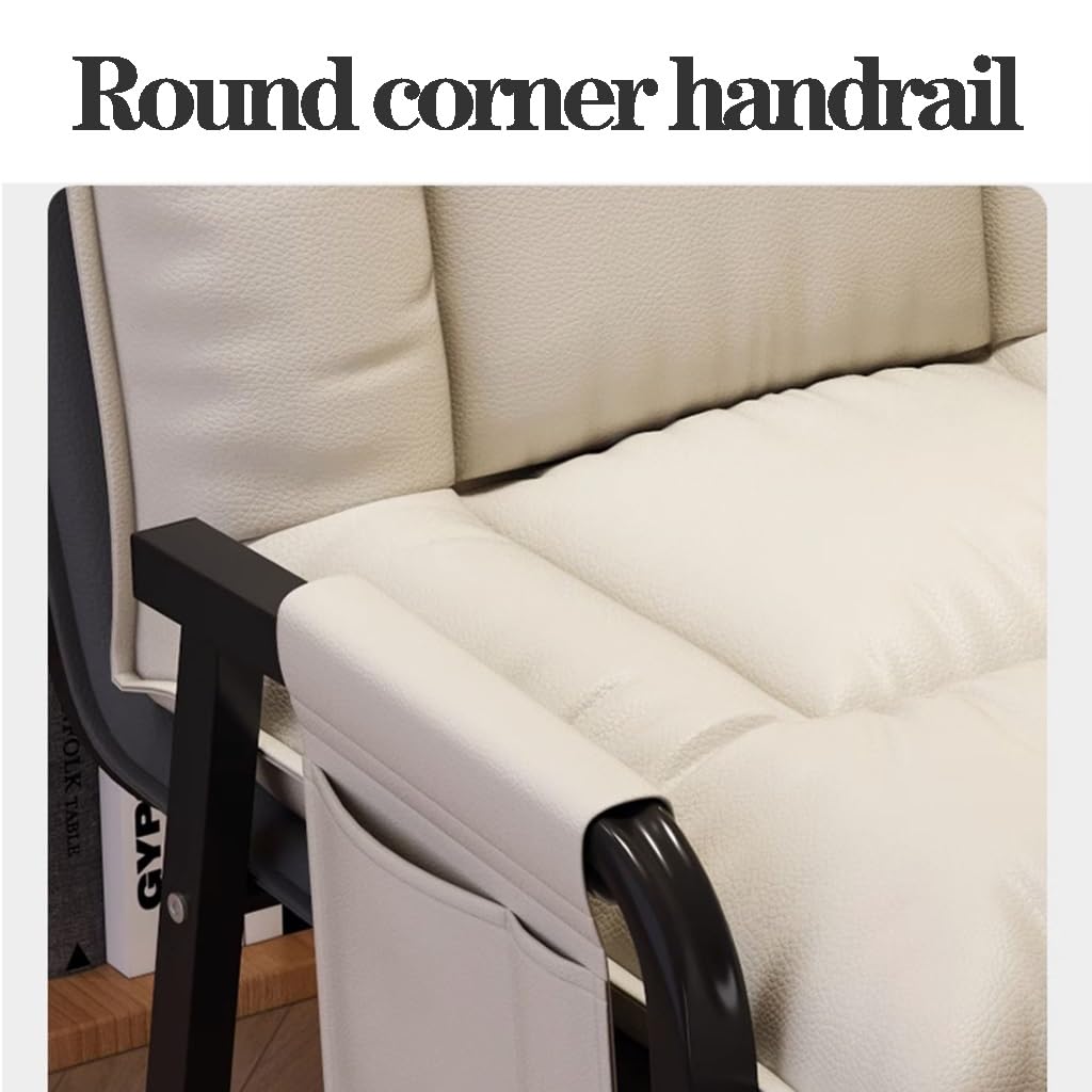 WIGSELBL Ergonomiczne krzesła biurkowe, mały fotel, leniwa pojedyncza sofa krzesło z podnóżkiem i poduszką, tapicerowane krzesło do czytania rekreacyjne z regulowanym oparciem i bocznymi kieszeniami