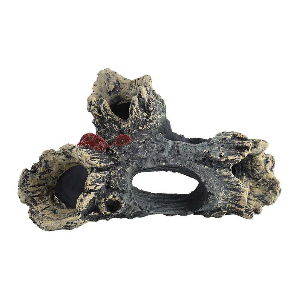 YOUTHINK Adorno De Acuario De Resina De Madera, Tronco Tronco Decoración De Pecera con Agujeros Accesorios De Pescado Escondite Cueva Escondite