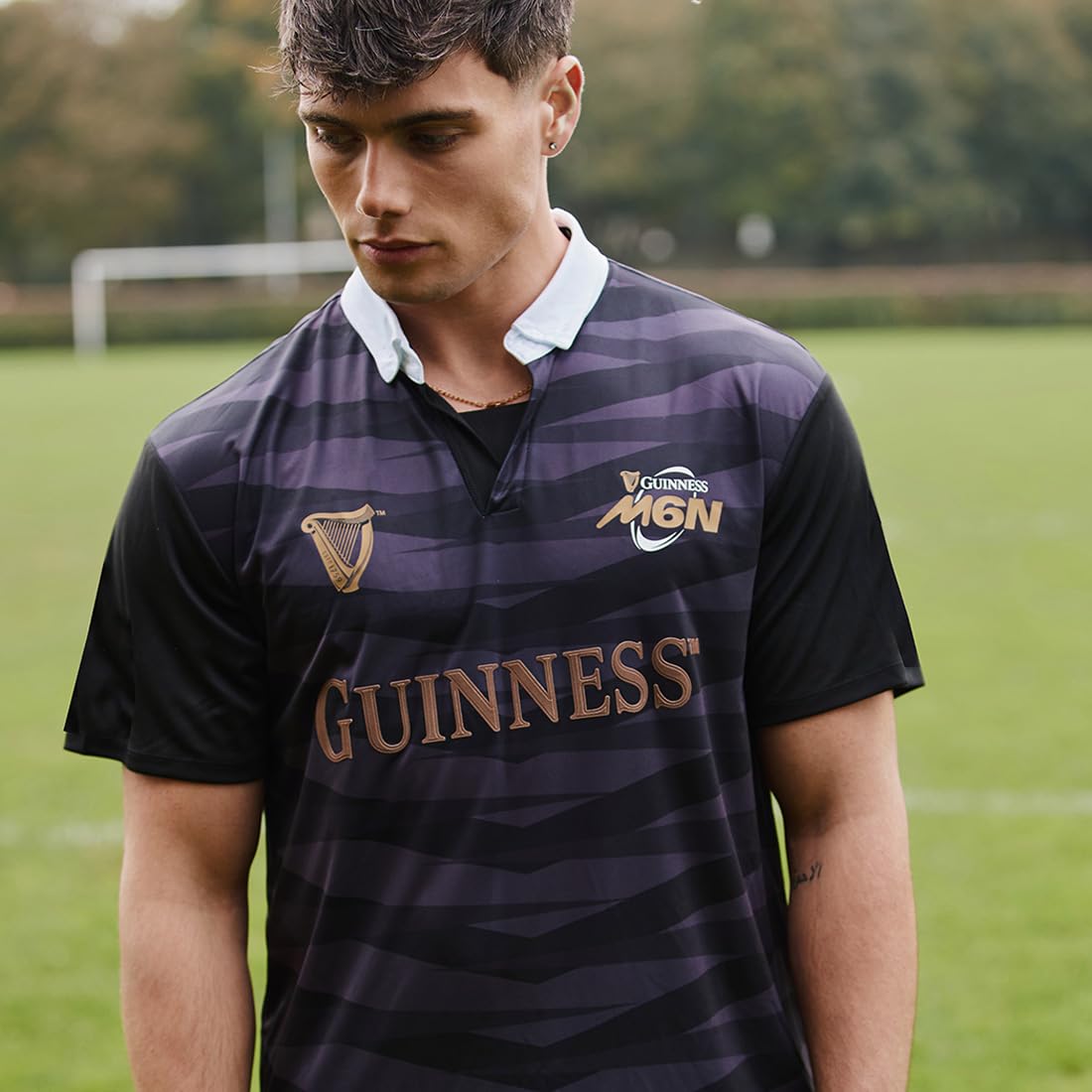 Maillot de rugby Guinness Six Nations M6N Noir et Gris Performance