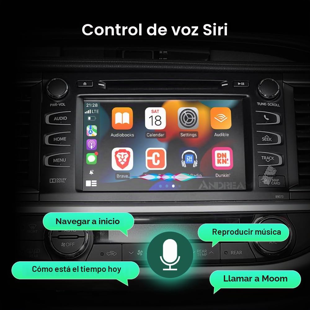 Kit Andream de actualización inalámbrico CarPlay y Android para Toyota Touch 2 - Compatible con CH-R, Avalon, Corolla, Camry, Yaris, Auris, RAV4, Highlander Entune 2.0 2014-2019
