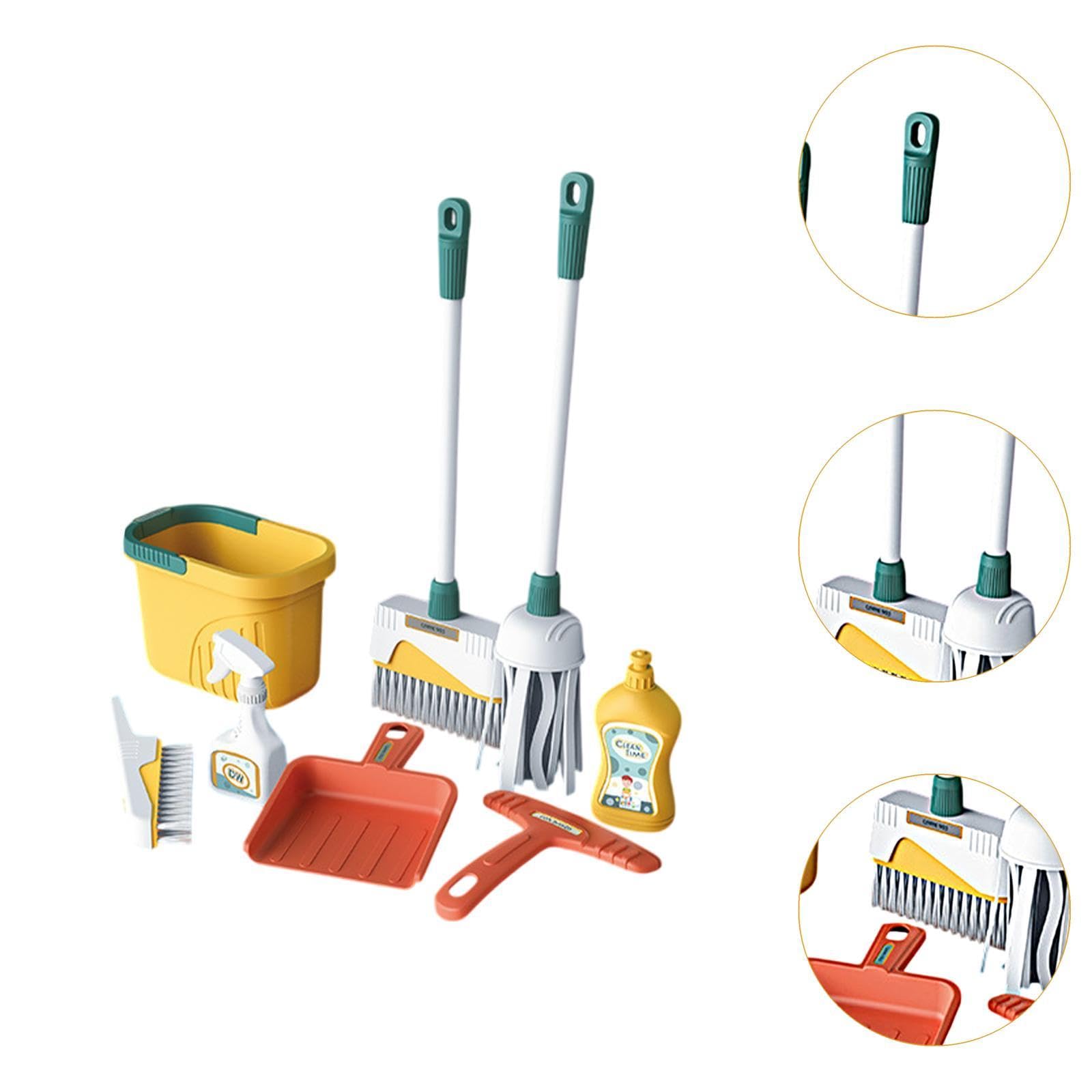 DYNWAVE Kids Cleaning Toy Sweeping Toy for Children Early Educational Toddlers Broom and Cleaning Set Housework Cleaning Toy for Kids , Yellow Bucket