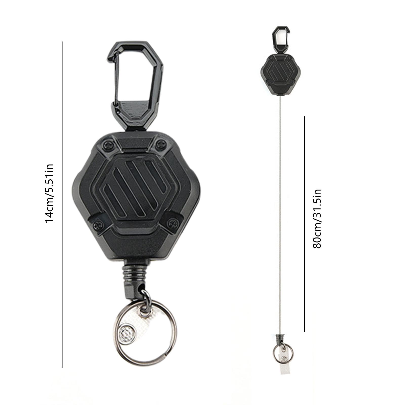 Porta Credencial Retráctil Con Mosquetón Y Cable De Acero De 80 Cm - Para Llevar Tarjetas, Llaves O Credenciales De Forma Segura Y Cómoda