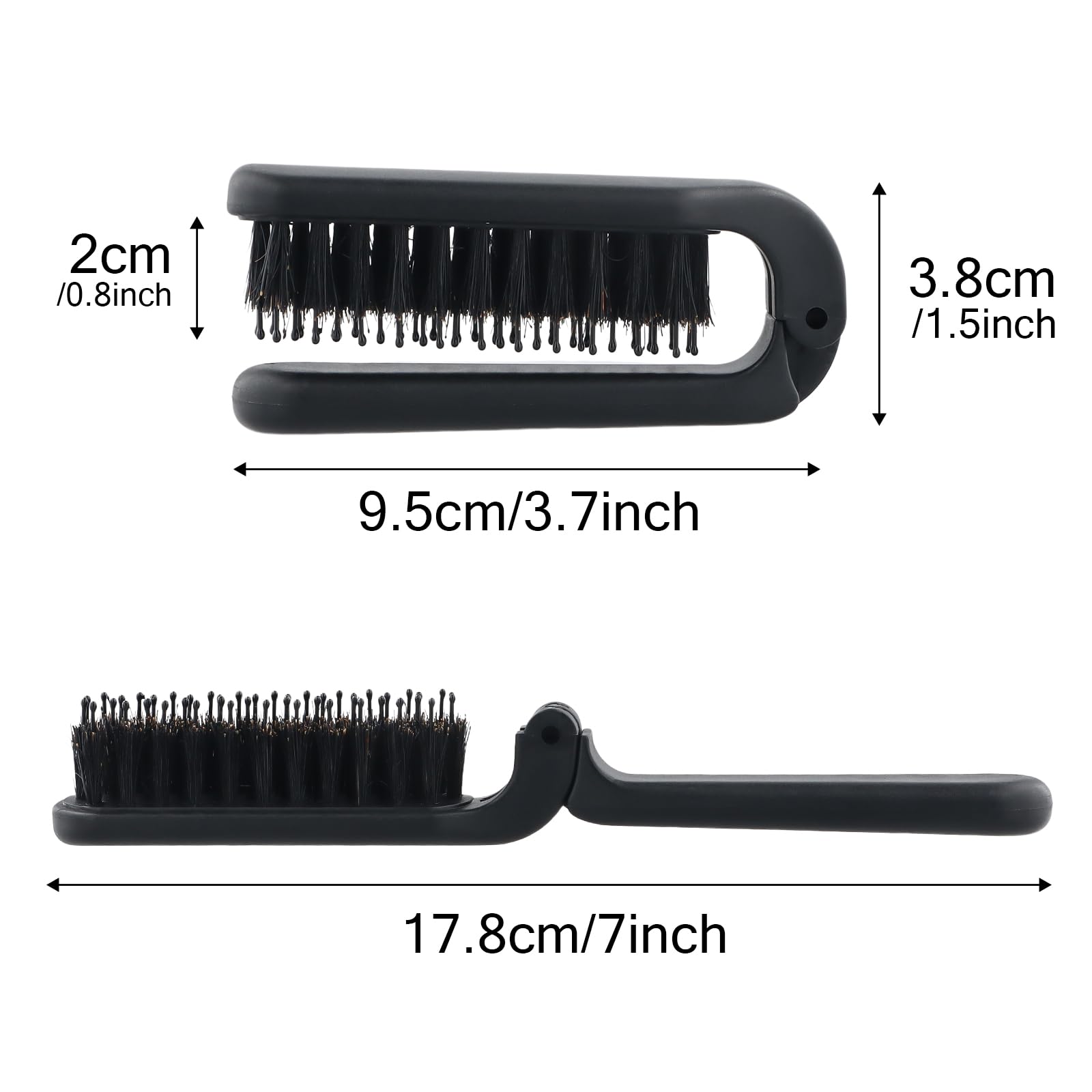 Folding Hair Brush Compact Pocket Size Boar Bristle Hair Brush Anti-Static Portable Travel Hair Brush Pocket Hair Brush Hair Styling Tools for Women Men Kids - Image 3