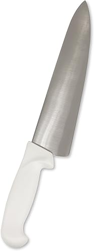 Crestware Cuchillo de cocina de 10 pulgadas, acero alemán de alto carbono con mango blanco, paquete de 12