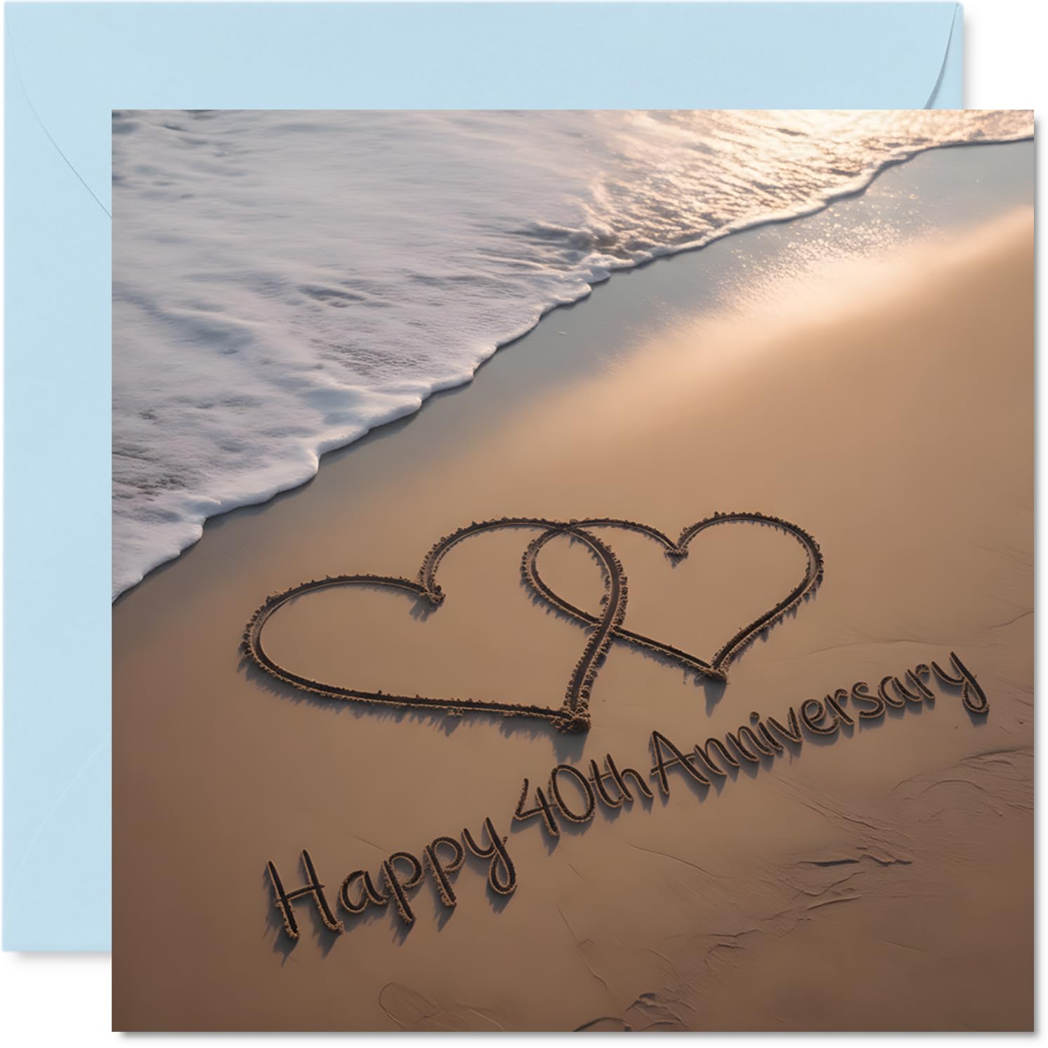 40th Anniversary Card for Women and Men, Love on the Ocean Shore