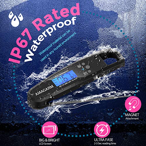 [Upgraded 2020 Version] Gekrtek Digital Meat Thermometer for Grill and Cooking, 2S Best Super Fast Instant Read Waterproof Kitchen Thermometer Probe for Food, Candy, Liquids, oil, Grilling - Thumbnail 5