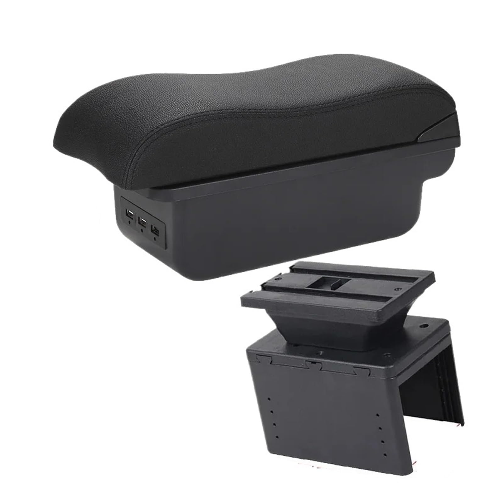 UMDJJU Car Armrest Universal Model Box Accessories Storage Modification Retrofit Parts Increase Relieve Fatigue Car Centre Console Armrest Box(B2 Black line 3USB)