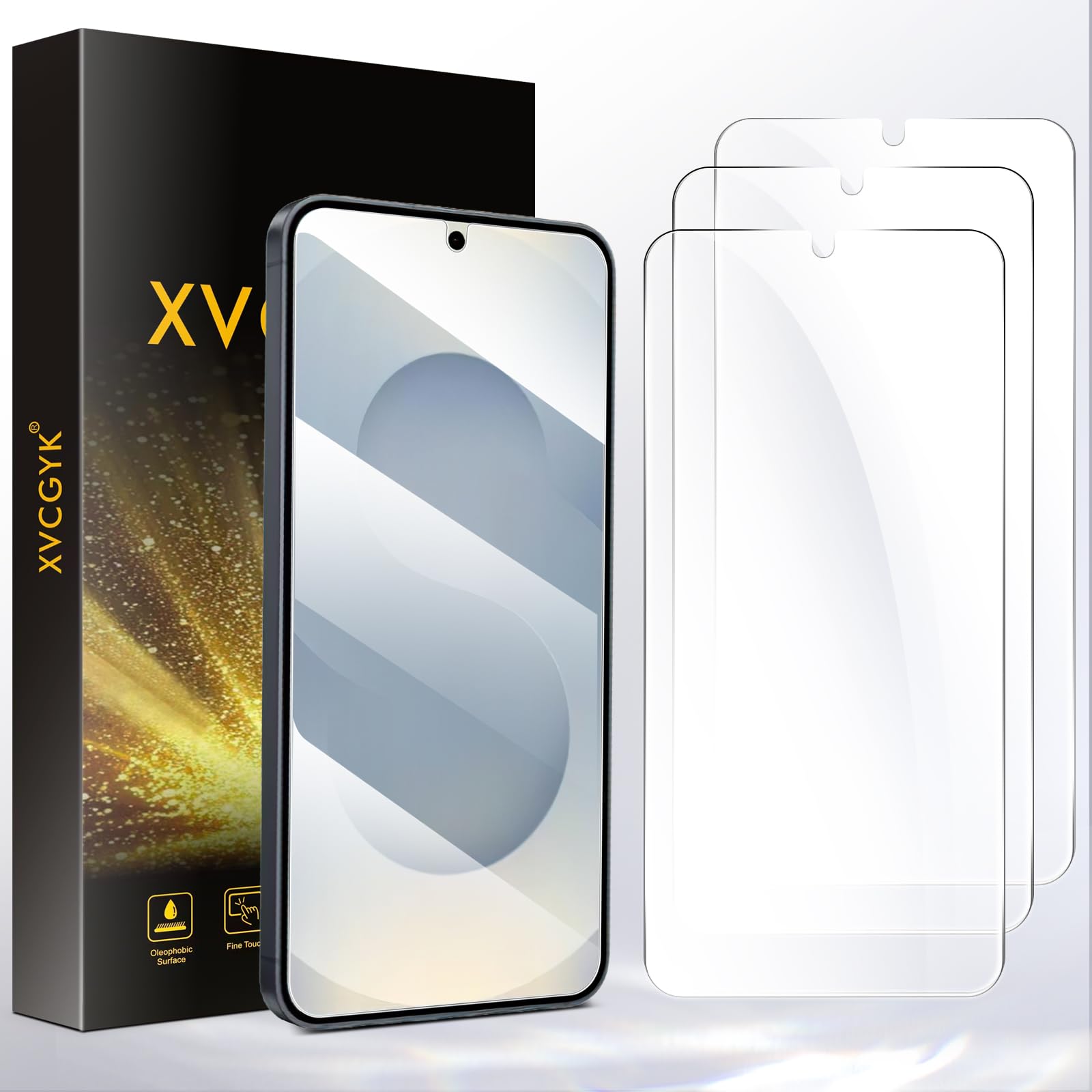 XVCGYK 3 Stück für Samsung Galaxy S25 für Panzerglas, Frei von Kratzern, 0.25mm Ultra-klar, Fingerabdruck ID Kompatibel, 9H Härte, Ultrabeständig, HD Displayschutzfolie