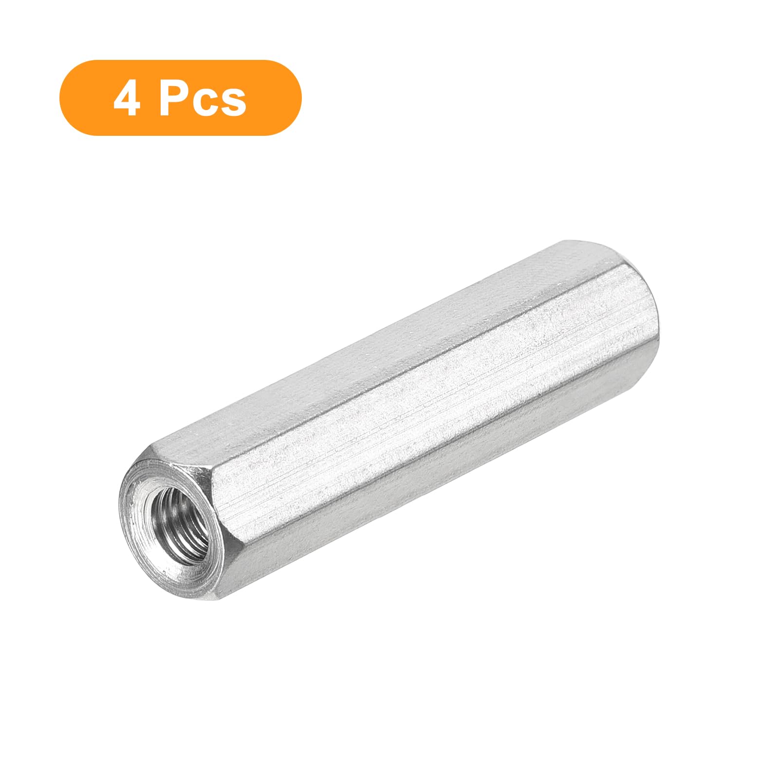 uxcell M6 x 1-Pitch 50mm Length Coupling Nuts, 4pcs 304 Stainless
