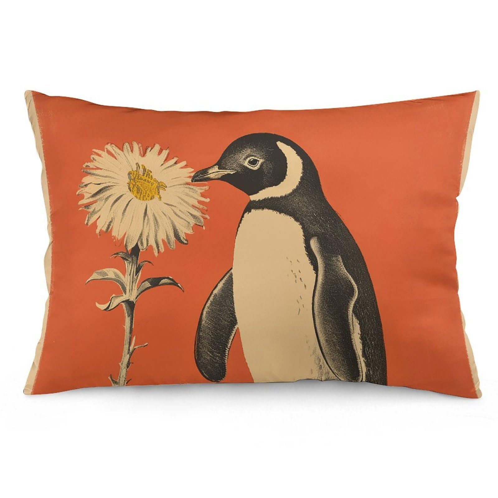 2 Pack Pillow Cases for Hair and Skin, Soft Breathable Pillow Case Covers with Hidden Zipper, A Flower and Penguin Pillowcase 16 "x24 Pillow Covers for Sleeping Gift