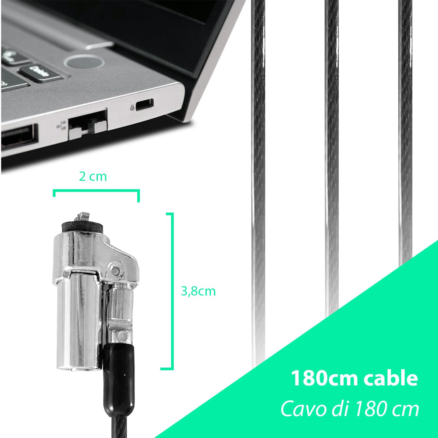 Laptopslot Anti-diefstal Gegalvaniseerde Stalen Kabel met Slotbasis voor // - Duurzaam en Handig