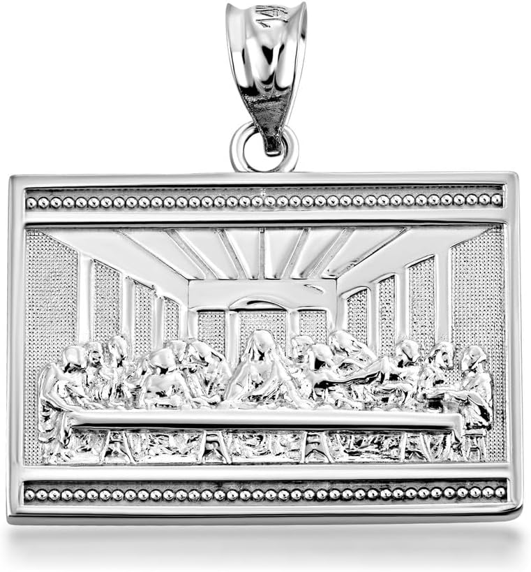 Claddagh Gold 925 Sterling Silver The Last Supper of Jesus with His Disciples Pendant (1.00" including bail by 0.95")