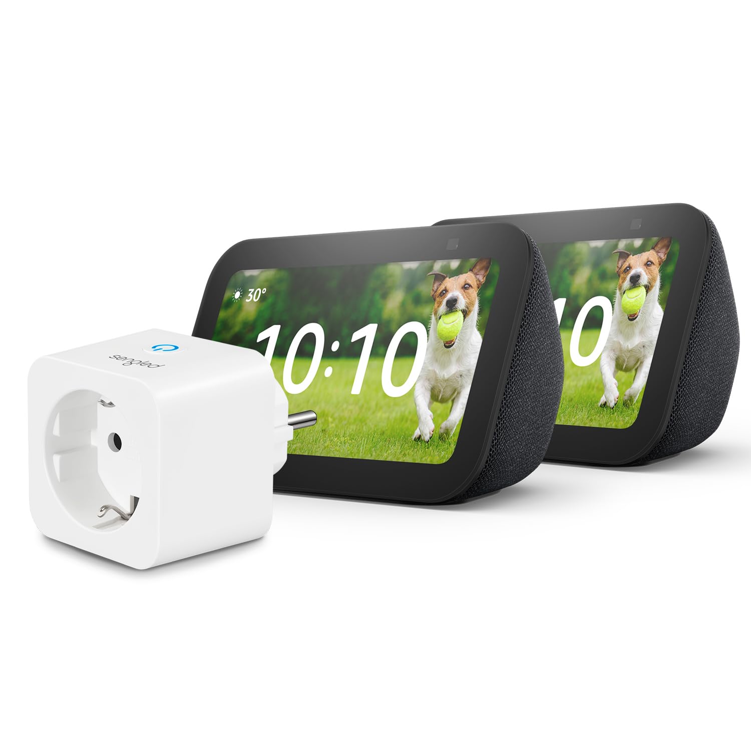 Echo Show 5 (3.ª generación) | Antracita, pack de 2 + Sengled Smart Plug, compatible con Alexa - Kit de inicio de Hogar digital