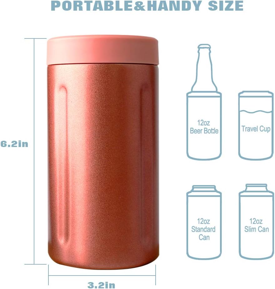 Aokpsrt Insulated 12oz Can Cooler 4 in 1 Slim Beer Can Cooler Double-walled Stainless Steel Beer Holder Suitable for Slim & Short Cans,Beer Bottles & As Drink Cup: Home & Kitchen