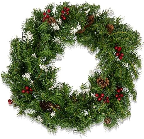 GloBrite Christmas Wreath with 30 LED Lights | Christmas Door Decorations | Christmas Garland Door Wreath, for Window, Wall Decor, Christmas Decorations & Christmas Gifts