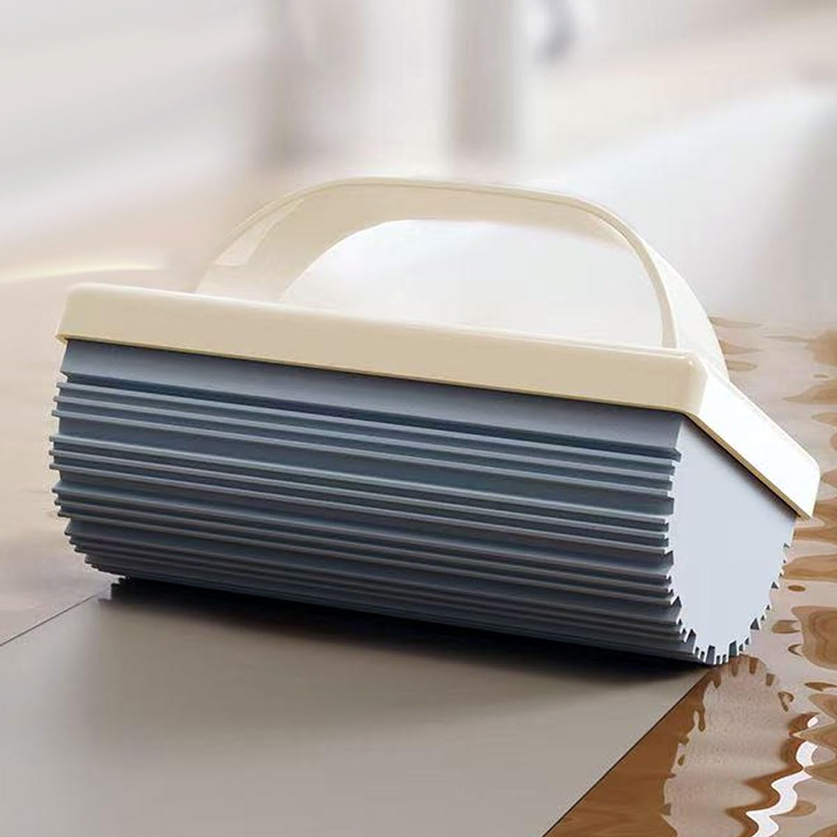 Damp Clean Duster Sponge with Handle Strong Water Absorbtion Resuable Damp Dusting Sponge for Housekeeping,Blinds,Glass, Baseboards,Radiators,Window Track Grooves (1, Off White)