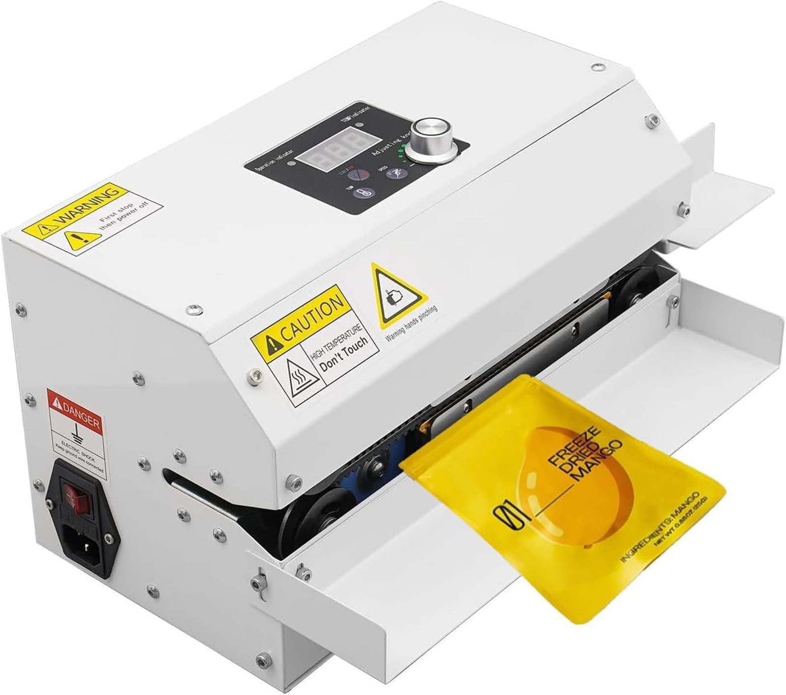 AYCDL Continuous Heat Bag Sealing Machine, 6m/min 300W Automatic Sealer, Temp & Speed Adjustable, for Plastic Packing Bags